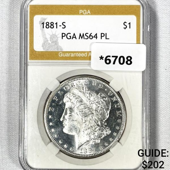 1881-S Morgan Silver Dollar PGA-MS64 PL