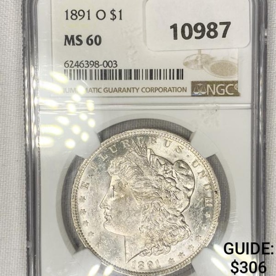 1891-O Morgan Silver Dollar NGC-MS60