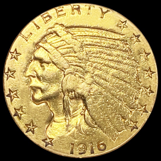 1916 $5 Gold Half Eagle LIGHTLY CIRCULATED
