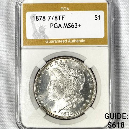 1878 7/8TF Morgan Silver Dollar PGA-MS63+
