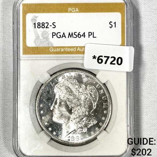 1882-S Morgan Silver Dollar PGA-MS64 PL