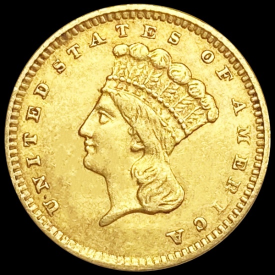 1856 TY3 Slant 5 Rare Gold Dollar UNCIRCULATED