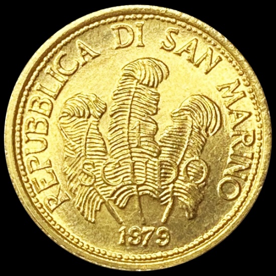 1879 Republic of San Marino Gold Scudo GEM BU