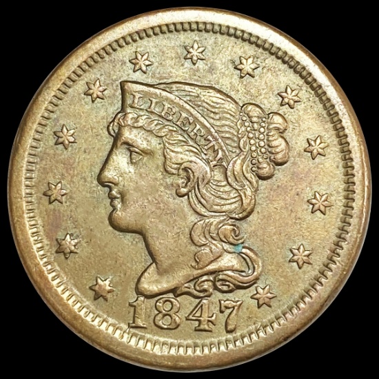 1847 Braided Hair Large Cent CLOSELY UNCIRCULATED
