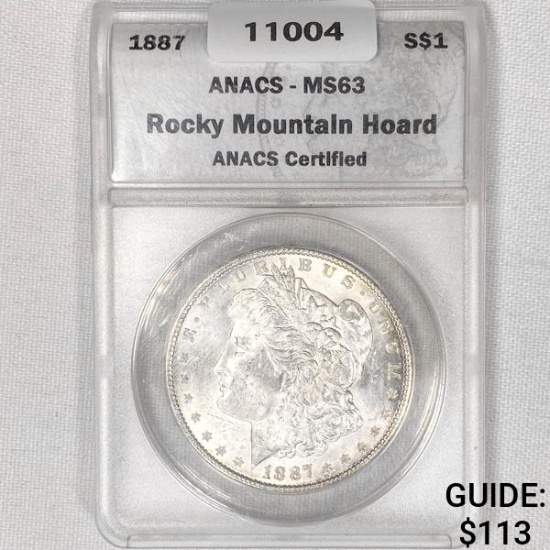 1887 Morgan Silver Dollar ANACS-MS63
