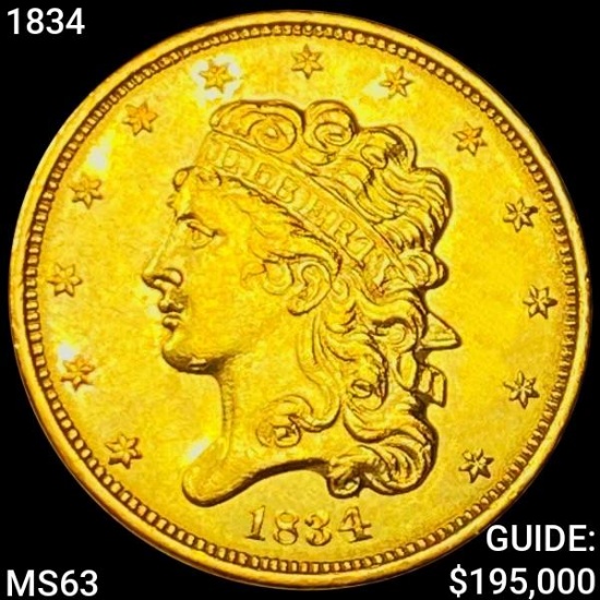 1834 $5 Gold Half Eagle CHOICE BU