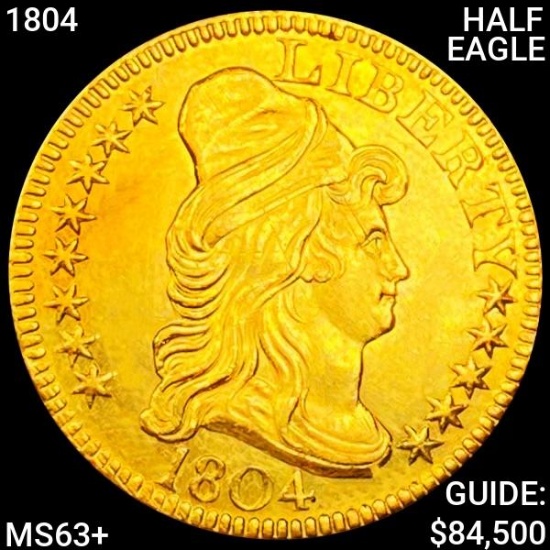 1804 $5 Gold Half Eagle CHOICE BU+