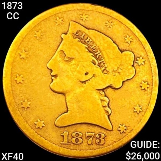 1873-CC $5 Gold Half Eagle LIGHTLY CIRC