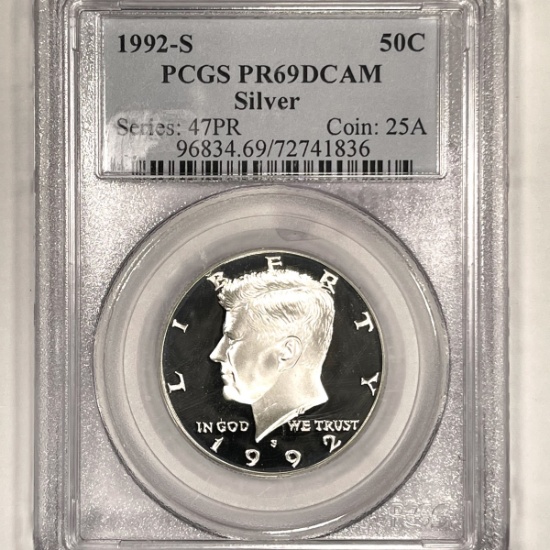 1992-S Kennedy Half Dollar PCGS-PR69 DCAM