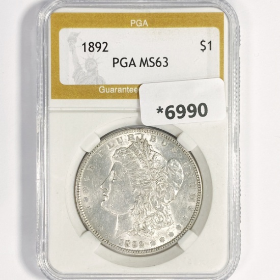 1892 Morgan Silver Dollar PGA-MS63