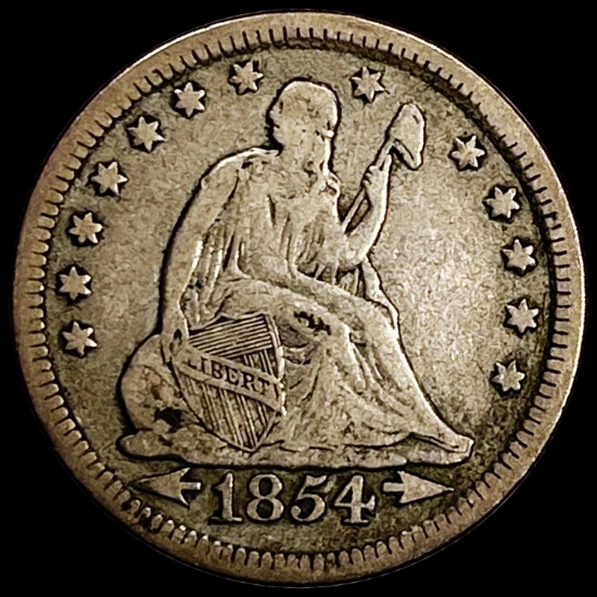 1854 Arrows Seated Liberty Quarter NICELY