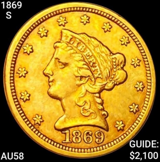 1869-S $2.50 Gold Quarter Eagle CHOICE AU