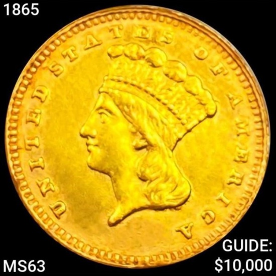 1865 Rare Gold Dollar CHOICE BU