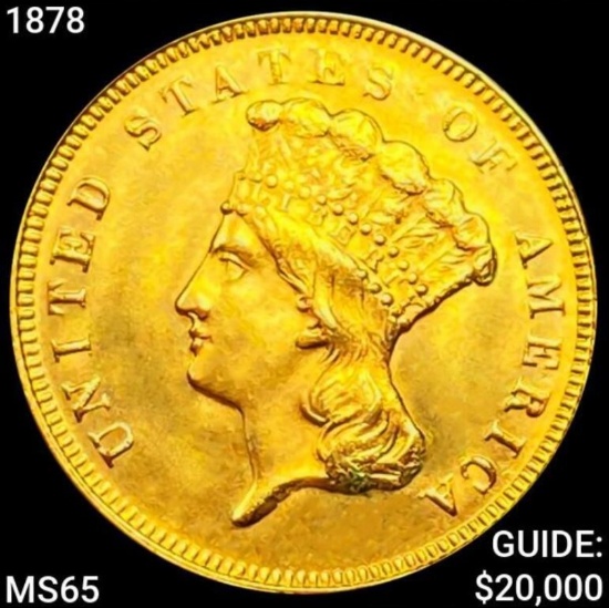 1878 $3 Gold Piece GEM BU