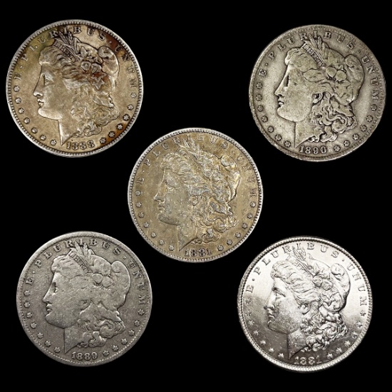 (5) Morgan Silver Dollars LIGHTLY CIRCULATED