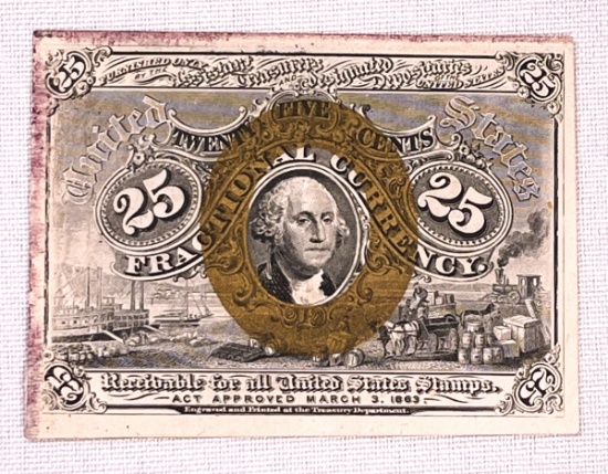 1863 US 25C Frational Currency Bill