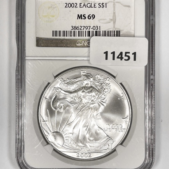 2002 Silver Eagle NGC-MS69