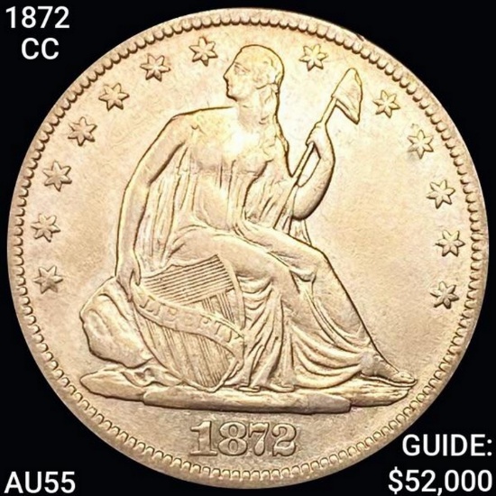 1872-CC Seated Liberty Half Dollar CHOICE AU