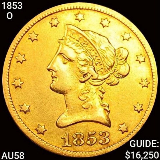 1853-O $10 Gold Eagle CHOICE AU