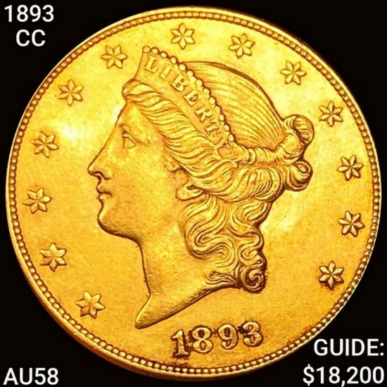 1893-CC $20 Gold Double Eagle CHOICE AU