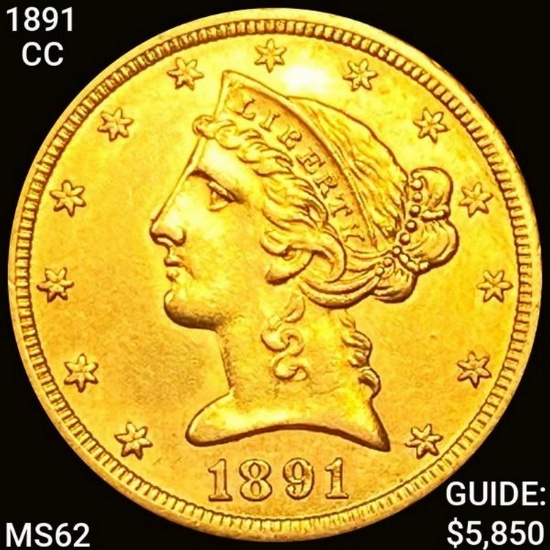 1891-CC $5 Gold Half Eagle UNCIRCULATED