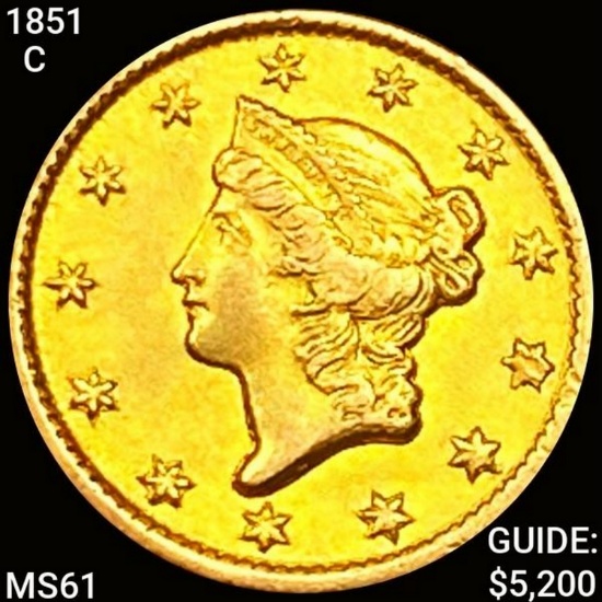 1851-C Rare Gold Dollar UNCIRCULATED