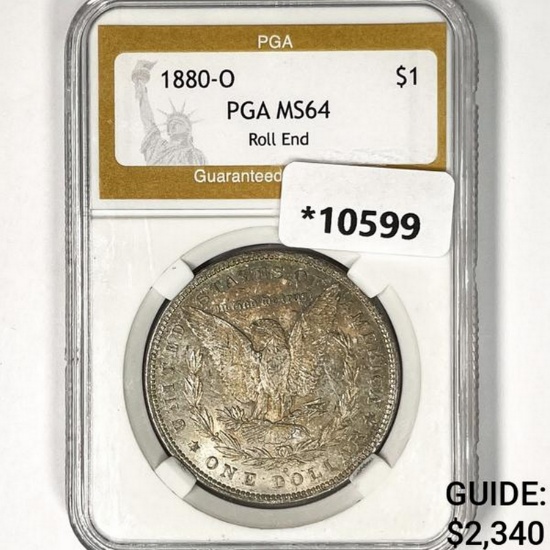 1880-O Morgan Silver Dollar PGA MS64 Roll End