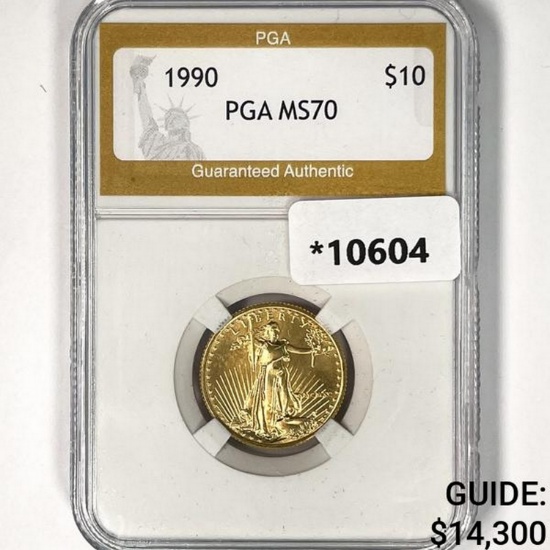1990 $10 1/4oz American Gold Eagle PGA MS70