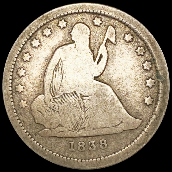 1838 Seated Liberty Quarter NICELY CIRCULATED