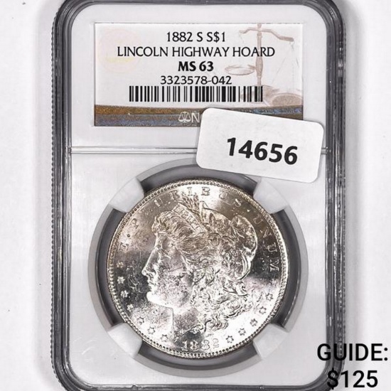1882-S Morgan Silver Dollar NGC MS63 Lincoln HWY
