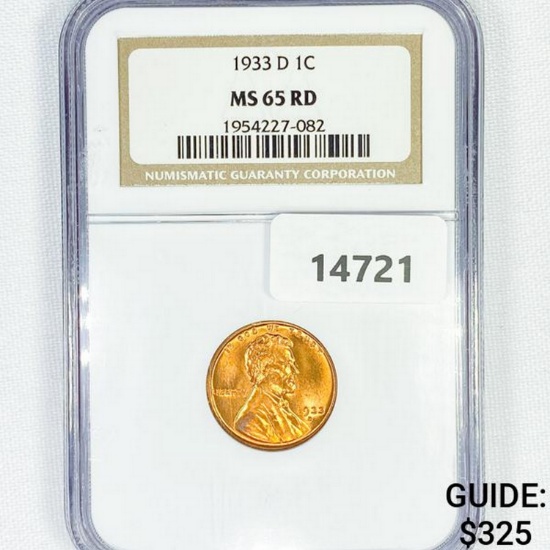 1933-D Wheat Cent NGC MS65 RD