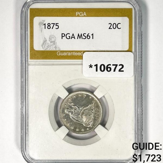 1875 Twenty Cent Piece PGA MS61