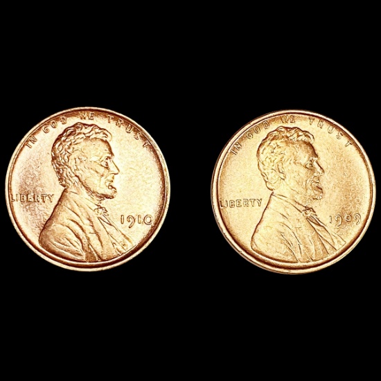 RED (2) Wheat Cents (1909, 1910) UNCIRCULATED