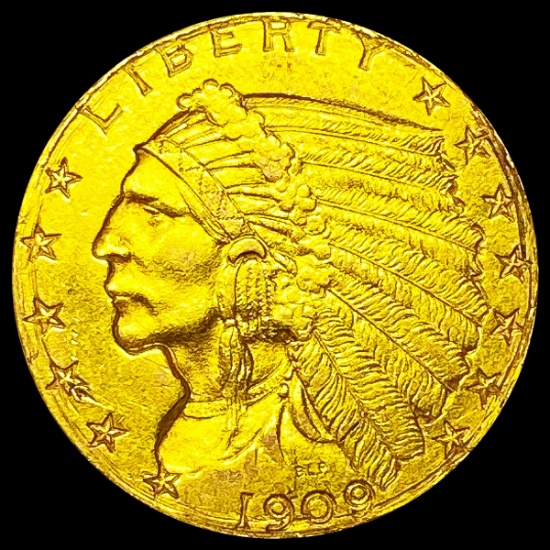 1909 $2.50 Gold Quarter Eagle CLOSE UNC