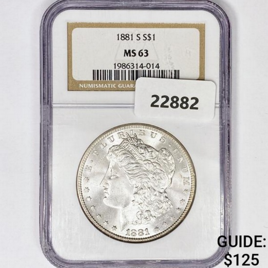 1881-S Morgan Silver Dollar NGC MS63