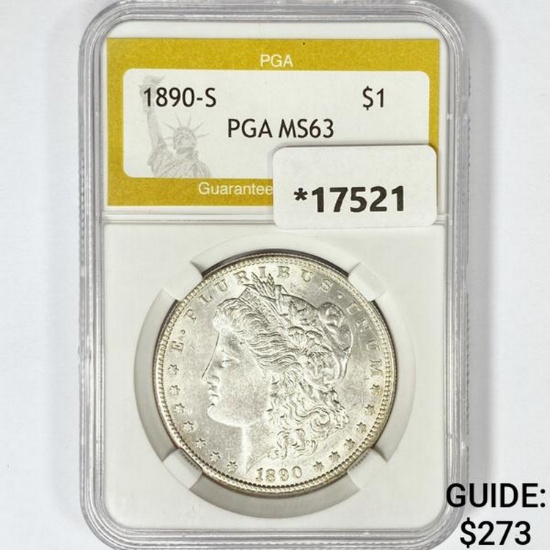 1890-S Morgan Silver Dollar PGA MS63