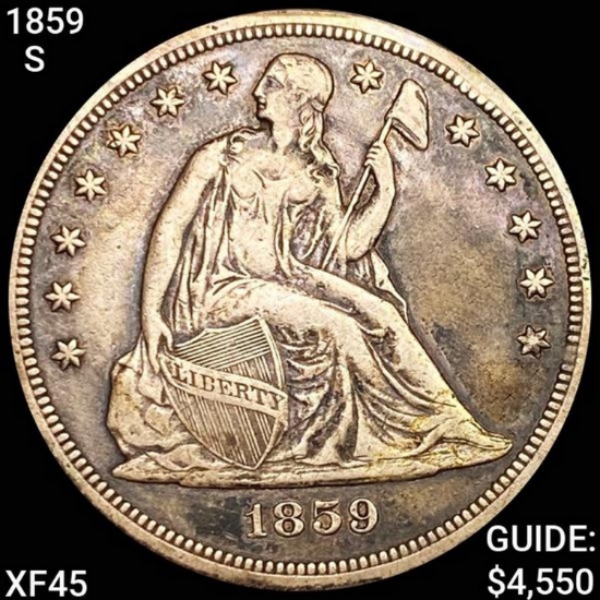 1859-S Seated Liberty Dollar LIGHTLY CIRC