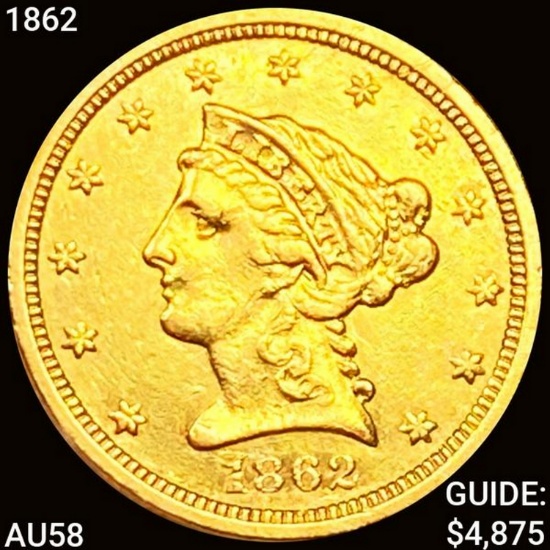 1862 $2.50 Gold Quarter Eagle CHOICE AU