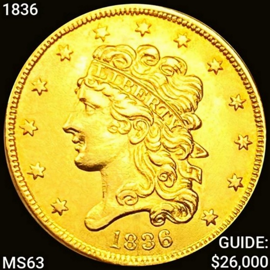1836 $5 Gold Half Eagle CHOICE BU