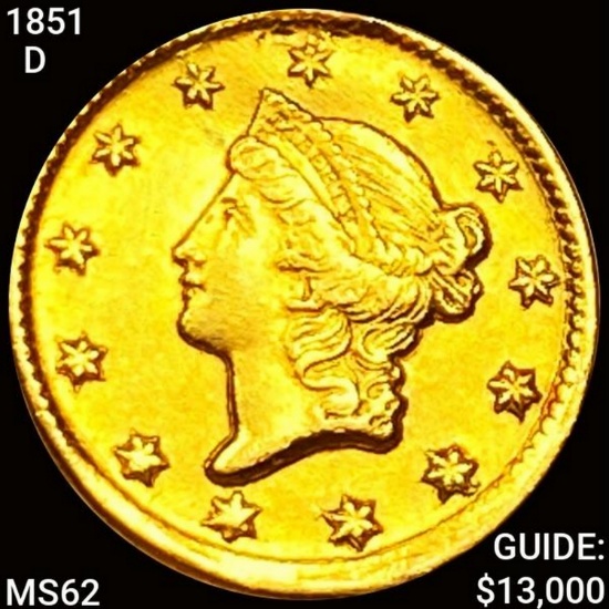 1851-D Rare Gold Dollar UNCIRCULATED