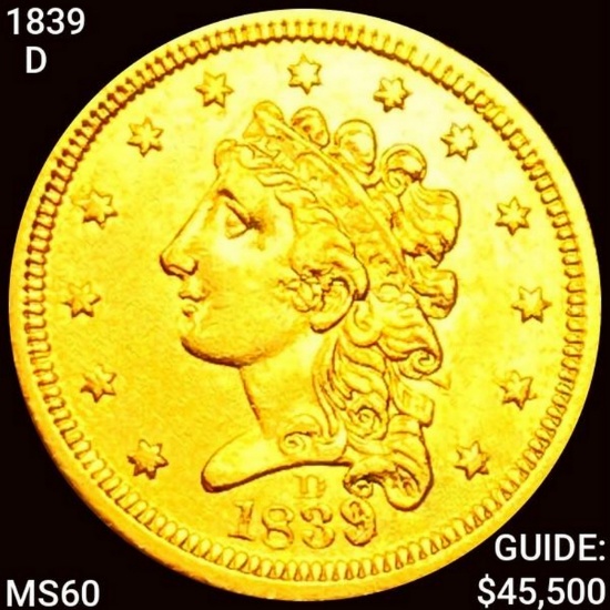 1839-D $2.50 Gold Quarter Eagle UNCIIRCULATED