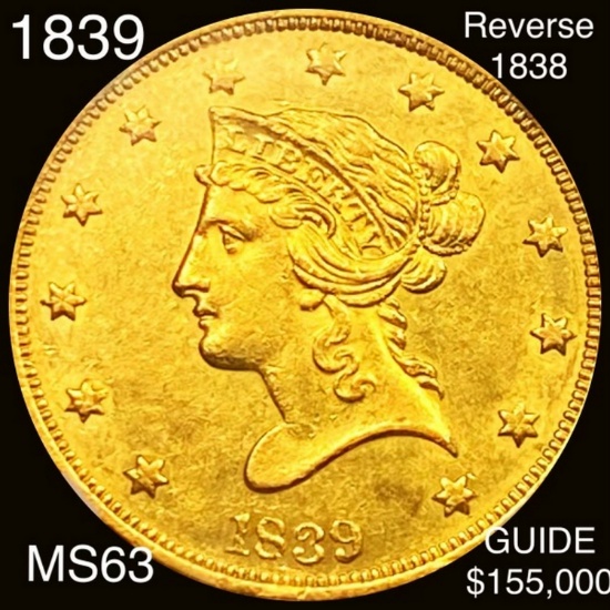 1839 LG LET HEAD OF 38 $10 Gold Eagle NGC MS61