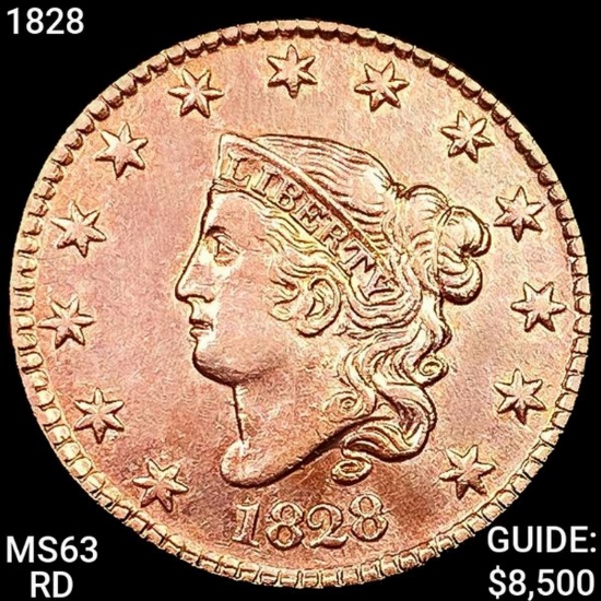 1828 Coronet Head Large Cent CHOICE BU RD