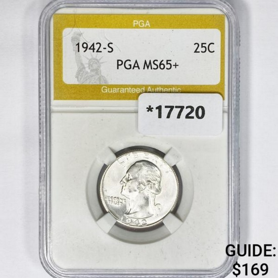 1942-S Washington Silver Quarter PGA MS65+