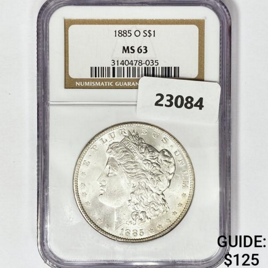 1885-O Morgan Silver Dollar NGC MS63