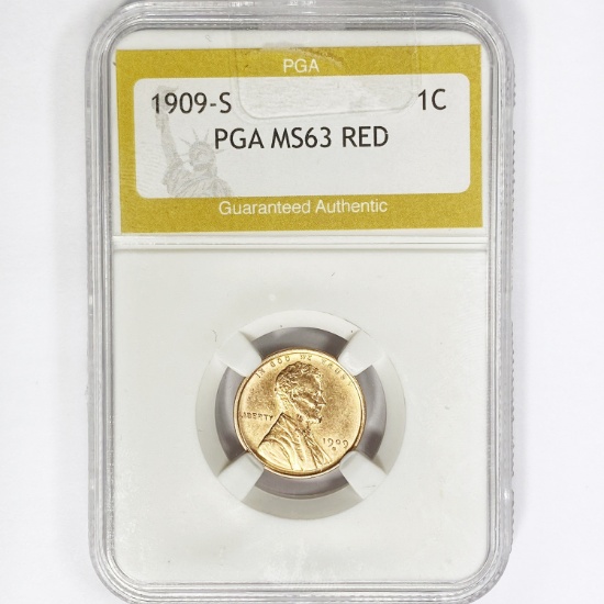 1909-S Wheat Cent PGA MS63 RED