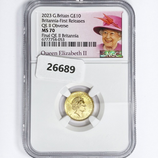 2023 1/10oz G.B. Gold Ã‚Â£10 NGC MS70 Q. Elizabeth I