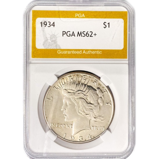 1934 Silver Peace Dollar PGA MS62+