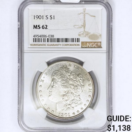 1901-S Morgan Silver Dollar NGC MS62