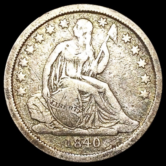 1840 No Drpry Seated Liberty Dime LIGHTLY CIRCULATED